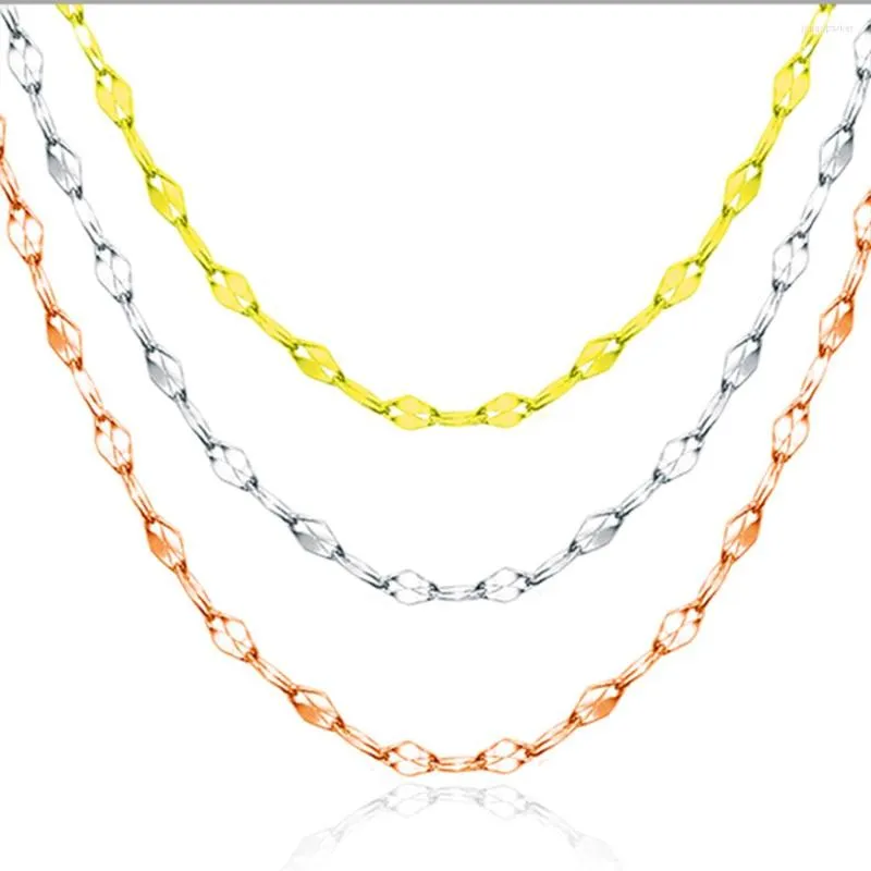 Kedjor Solid Pure 18K Necklace 1.3mmw Women Luck Lip Chain 0.8-1.1G Yellow / White Rose Multi-Tone Gold