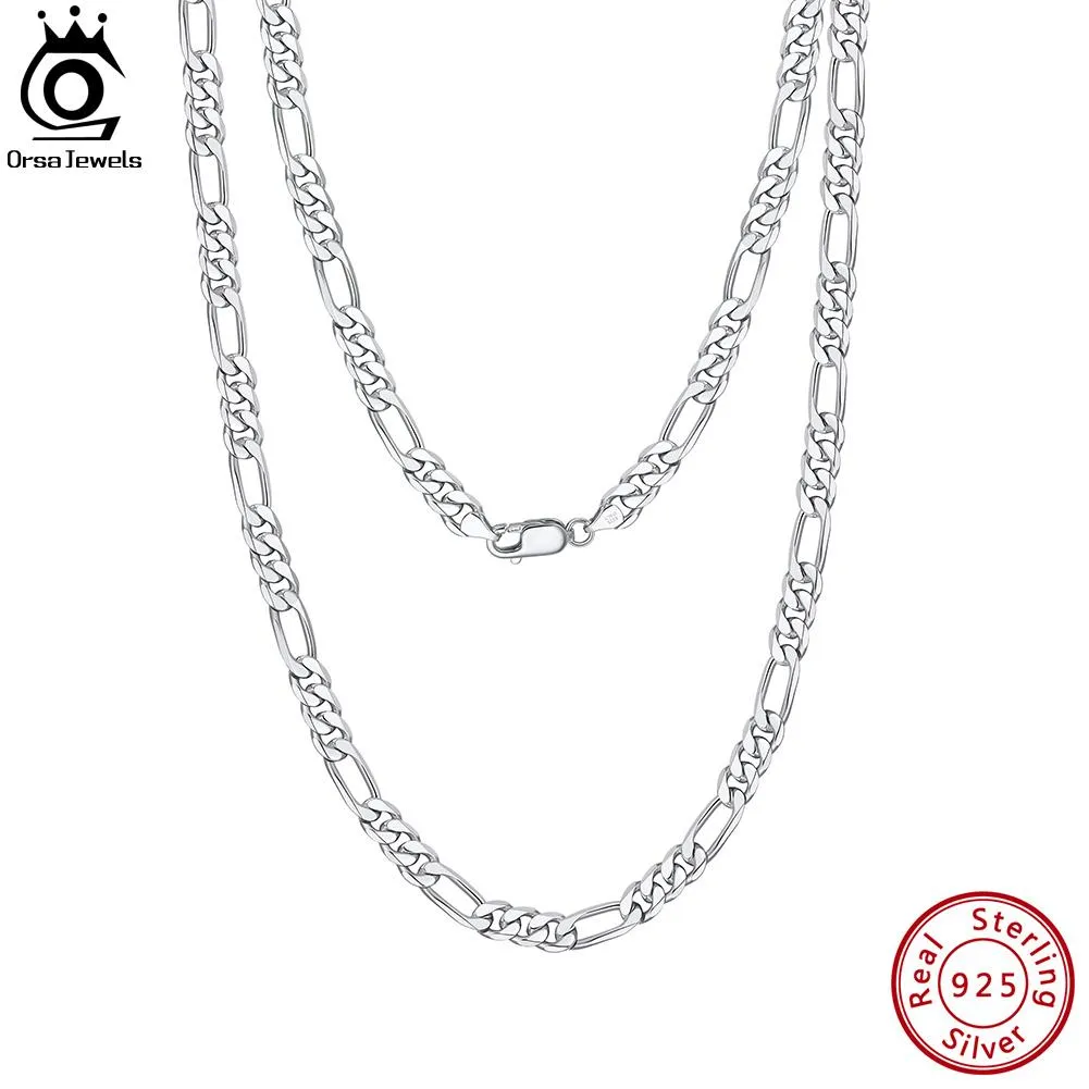 Collane ORSA JEWELS Collana a catena Figaro fatta a mano italiana da 5 mm con taglio a diamante per uomo Donna Catene in argento sterling 925 Gioielli SC34