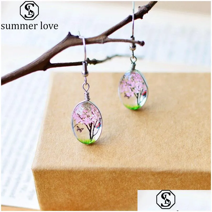 Dangle Chandelier Handmade Creative Fresh Style Dried Flowers Earrings Romantic Earring 5 Colors Fashion Jewelry Gift For Women Dr Dhk3R