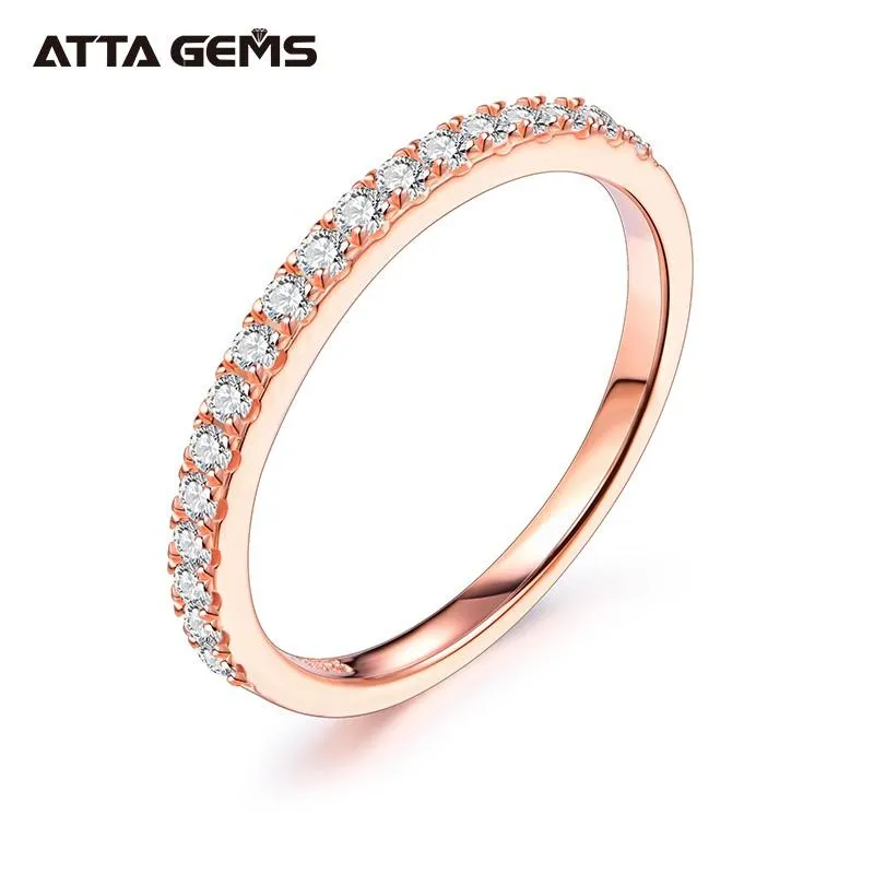 Ringar Attagems 18K Rose Gold Plated Diamond Pass Test Rund utmärkta Cut Totalt 0,27 CT Moissanite Ring for Girls Cocktail smycken