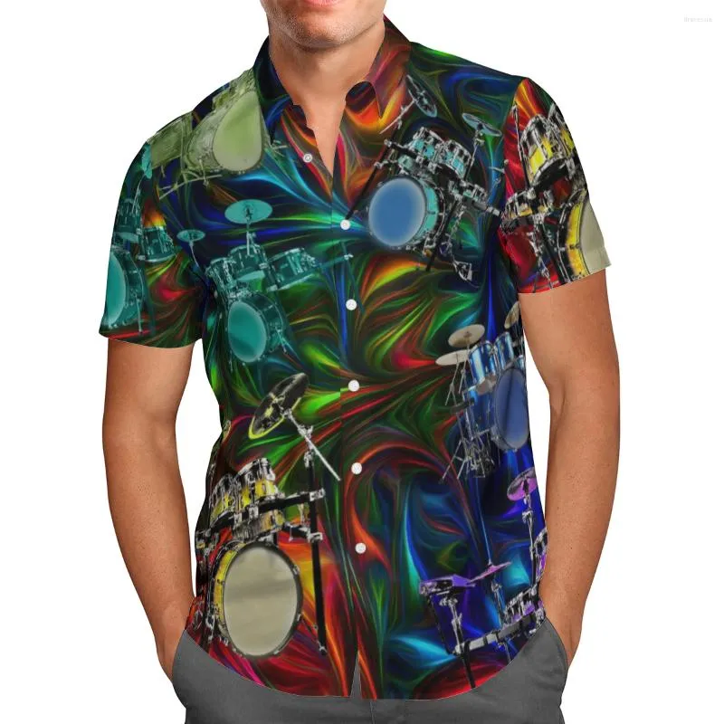 Męskie koszulki na bębnienie 3D print plażowy hawajski 2023 Letnia koszula krótkie rękawy streetwear 11xl Camisa Camisa Social Chemise Homme-88
