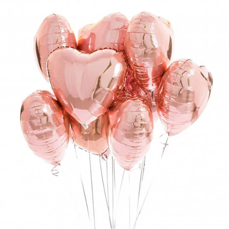 Decorazione 5-100 pz 18 pollici Oro Rosa Amore Cuore Foil Palloncini Palloncino Matrimonio Compleanno Decorazioni Bambini Baloon Per Adulti