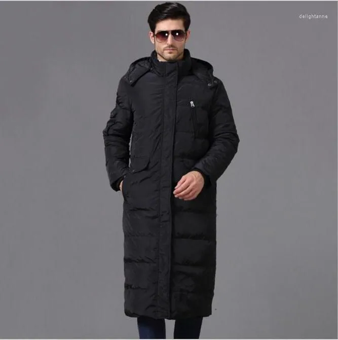 Mäns ner Winter Jacket Men Coat 90% Duck Jackor Långa rockar Tjocka varma ytterkläder Parka Male Overrocks Plus Size WLF086