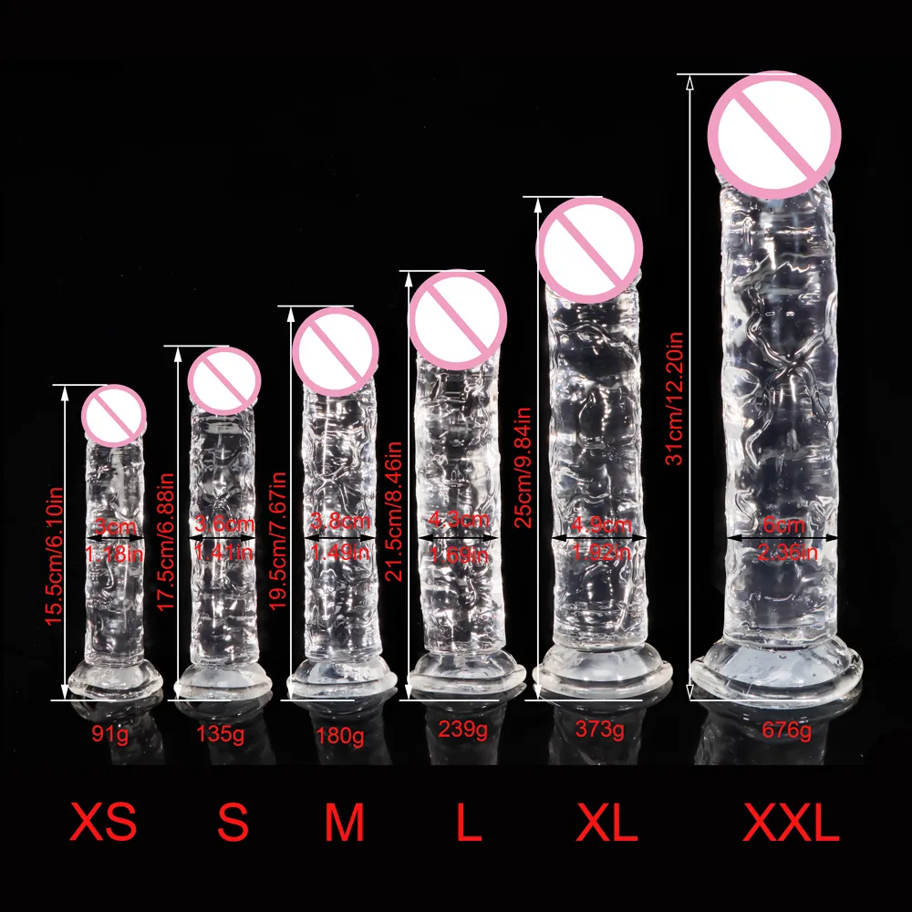 Gode Ventouse Réaliste En Silicone Transparent - 14 à 25cm, Sextoy Unisexe Pour Vagin/anal