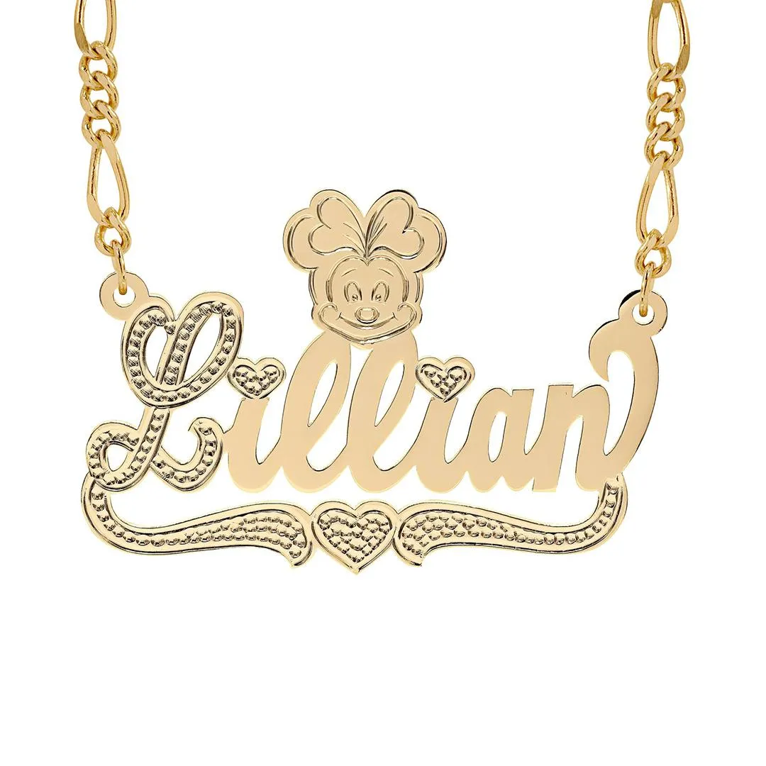 Necklaces Customized Kids Cartoon Name Necklace With Heart Two Tone Necklaces 18K GoldPlate Pendant For Children's Jewelry Christmas Gift