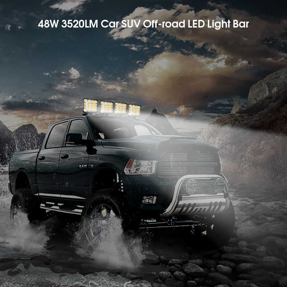 2024 LED Light Bar 48W Off Road Work Lights 16 LEDs Square Spotlights 12V for SUV ATV Boat Motorcycle
