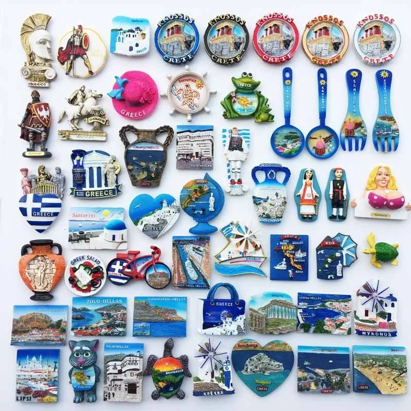 Fridge Magnets Greece Athens Travel Memorial Magnet Sticker 3D Resin Souvenir Magnetic Refrigerator Stickers 230520