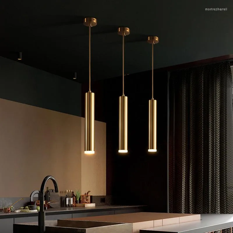 Hanger lampen biewalk modern koper goud klein kroonluchter huis keuken restaurant licht luxe slaapkamer een enkele kop lange lijn