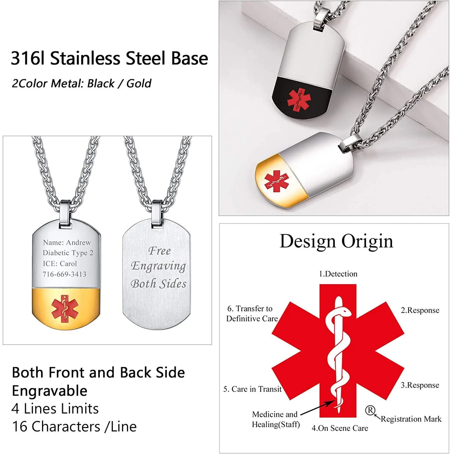 Free medical outlet id necklace