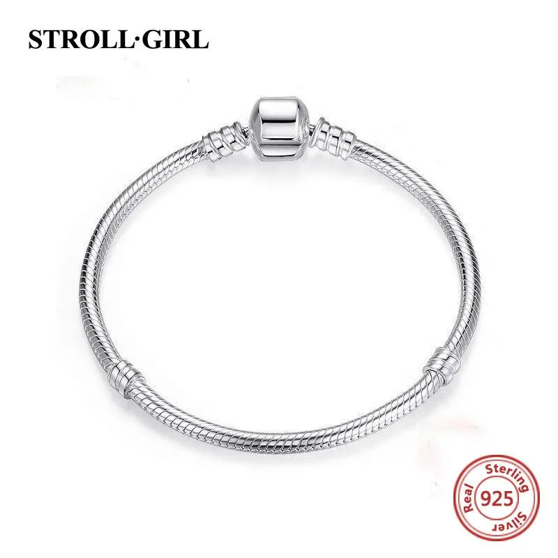 Bangle Strollgirl 925 Sterling Silver Original Charms Armband Bangle Luxury Fashion Diy Jewelry Making for Women New Ankomst