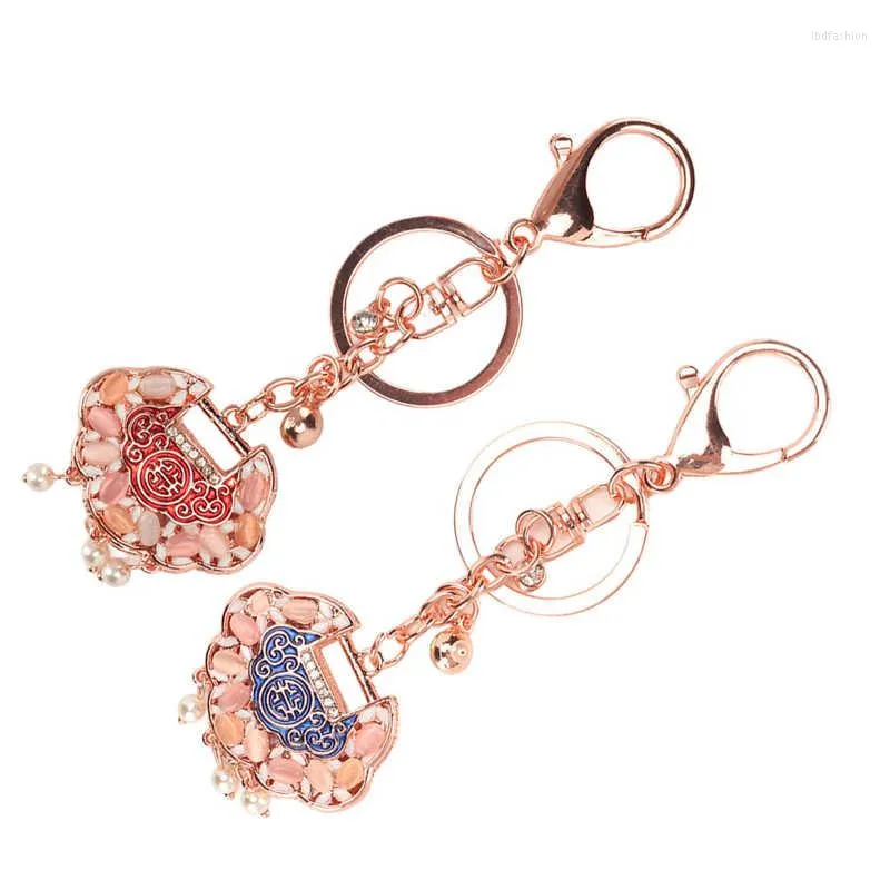 Nyckelringar Handväska Key Ring Longevity Lock Kinesisk stil Keychain Zinklegering för dekor