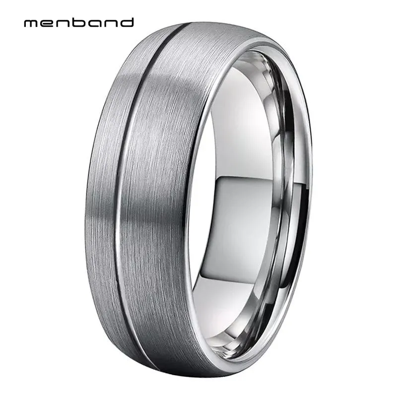Bands Heren Dames Tungsten Ring Trouwring Dome Groove Brush Finish 7MM Comfort Fit
