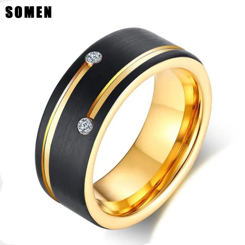 Anéis de casamento clássicos para mulheres e homens, anel de tungstênio preto com anel de noivado de alumínio vermelho, personalizado grátis gravável