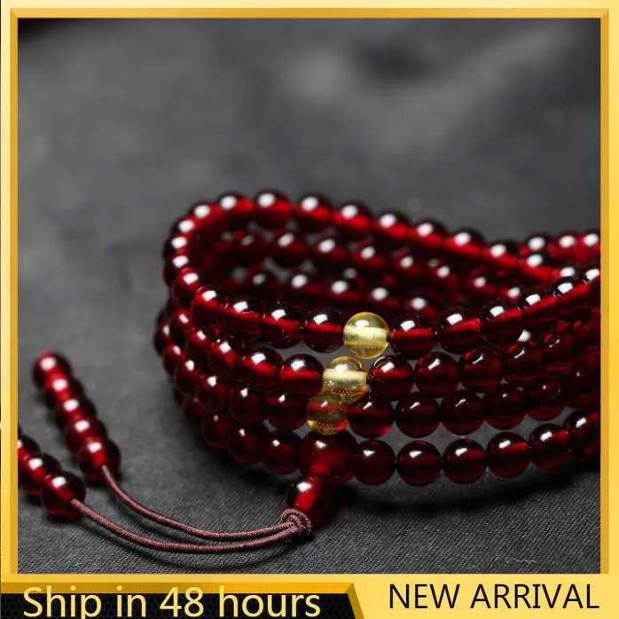 Necklaces 108 Prayer Round Beads Women Men Bracelet 8mm Buddhism Necklace Genuine Natural Blood Red Amber Gemstone Bracelets for Women