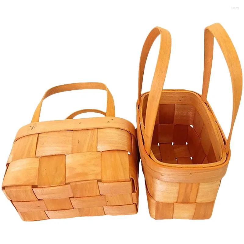Storage Bags 2pcs Multipurpose Basket Handheld Woven Gift Flower Arrangement Po Prop