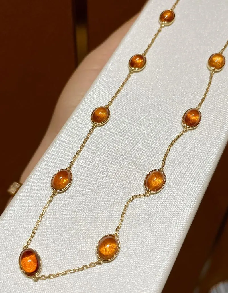 Ketens lr fijne sieraden solide 18k gouden natuur granaat fanda 25.5ct diamanten hangers kettingen voor de geschenken van vrouwen vakantie