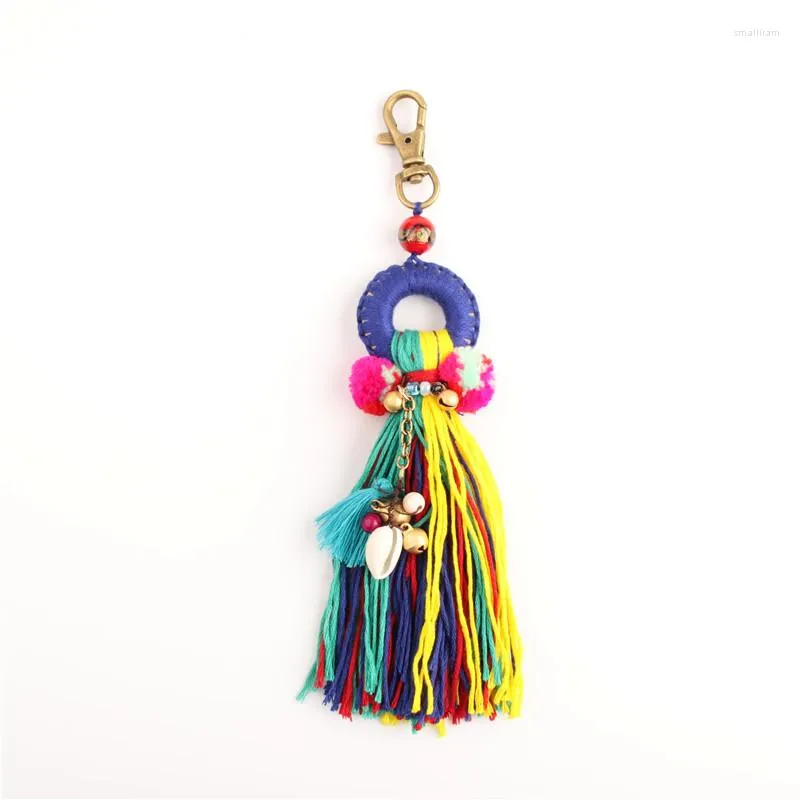 Keychains Women Bohemian Tassel Pendant Keyring Handmade Hair Ball Accessories Creative Pompom Bag Keychain