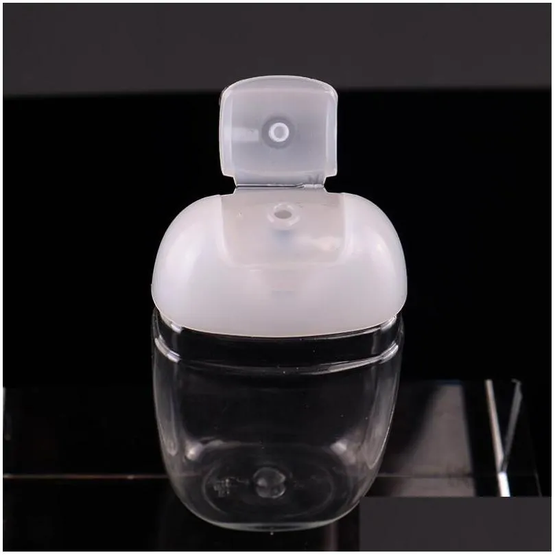Garrafas de embalagem 30 ml de desinfetante manual garrafa de pet plástico de plástico de meia tampa redonda infantil transportar desinfetantes entrega de gabinete escolar busin dh31d