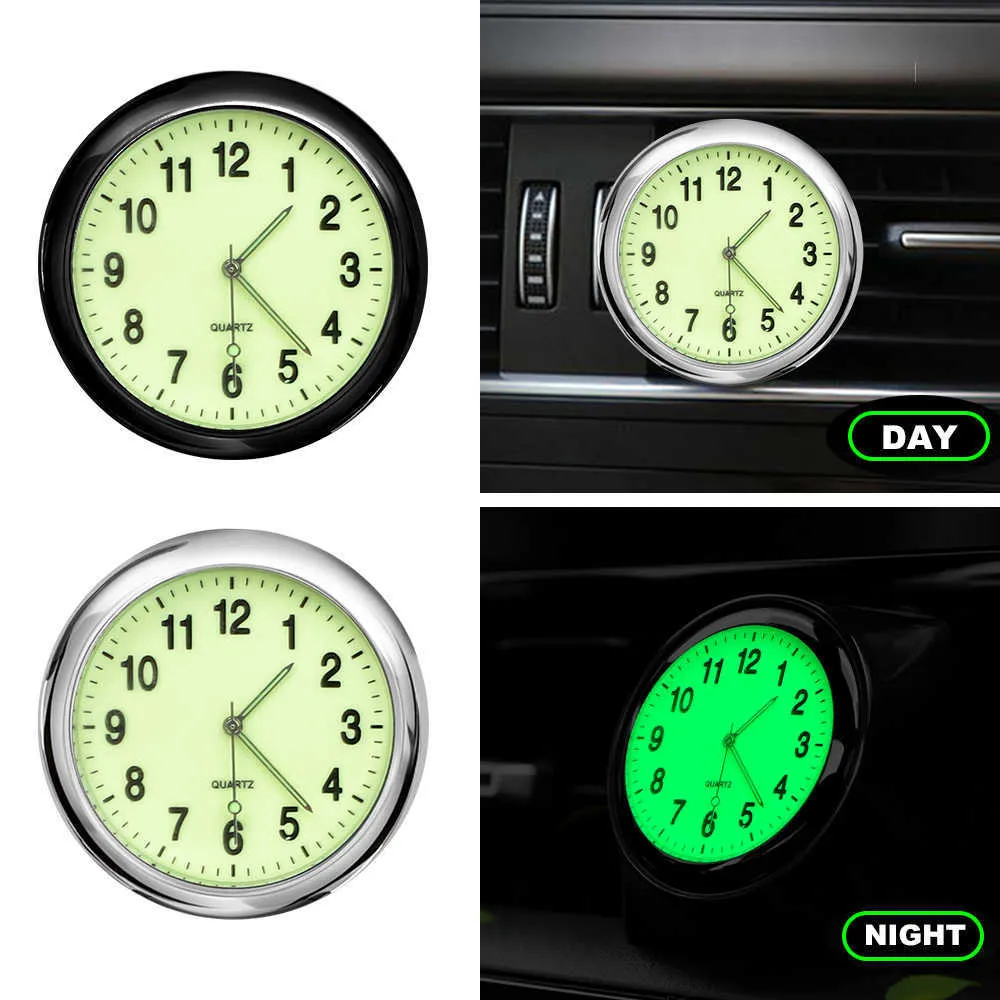 Carro mini moda luminosa relógio de carro automóveis interno stick-on relógio digital mecânica relógios de quartzo acessórios de ornamento automático