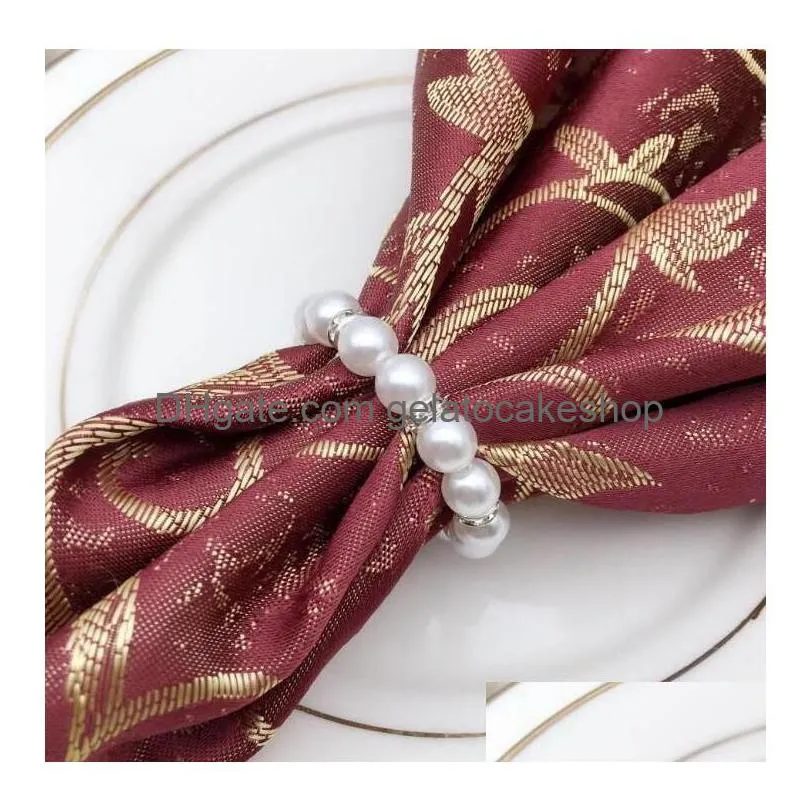 Other Festive Party Supplies White Pearls Napkins Rings Weddings Napkin Buckle For Wedding Reception Table Decorations Wholesale D Dhkry