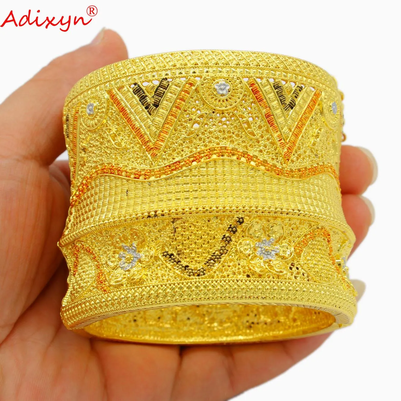 Bangles Adixyn Luxury Indian Bangle for Women Gold Color Cuff Armband Etiopiska arabiska bröllopsfest Brudgåvor N04284