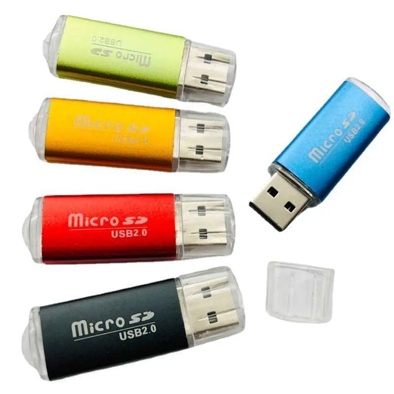 Aluminum alloy reader TF card metal shell USB head with flashing light reader mobile phone memory card reader