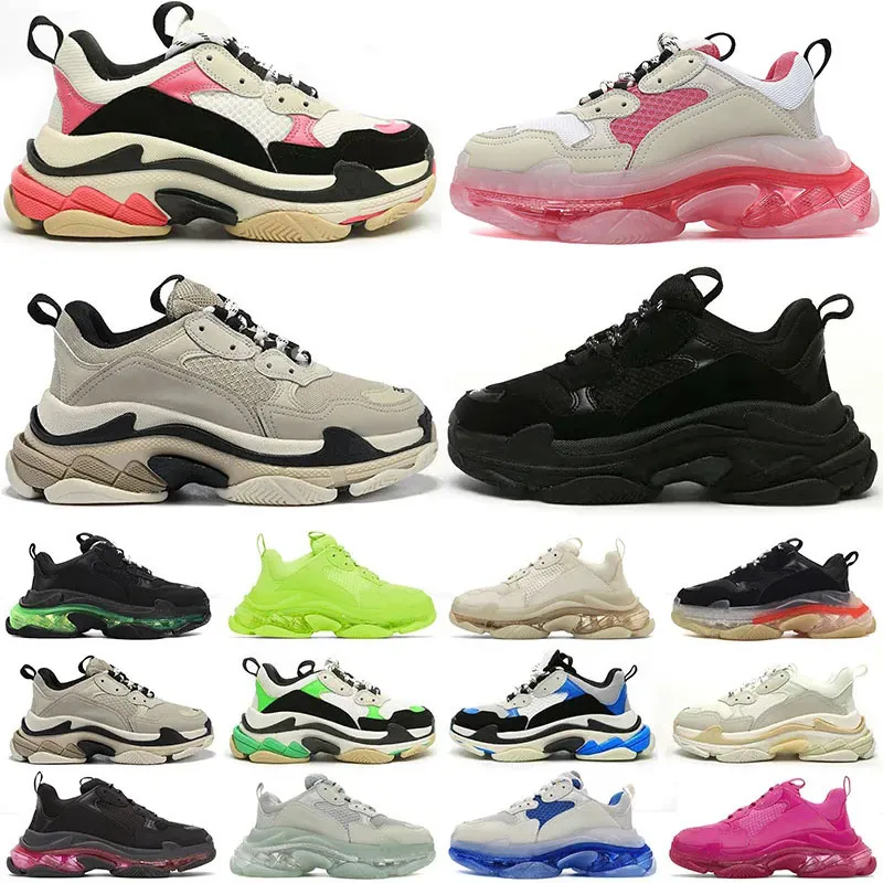 Triple S Sapatos Casuais Homens Mulheres Designer Plataforma Tênis Paris Clear Sole Treinador De volta