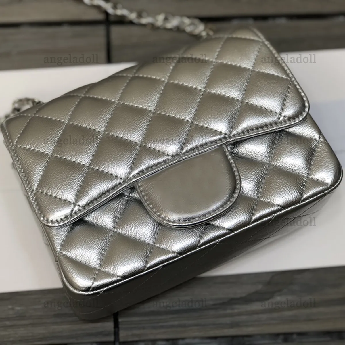 10A Mirror Quality Designer Bags 17cm Mini Square Classic Flap Bag Womens Handbag Real Leather Caviar Lambskin Sier Quilted Purse