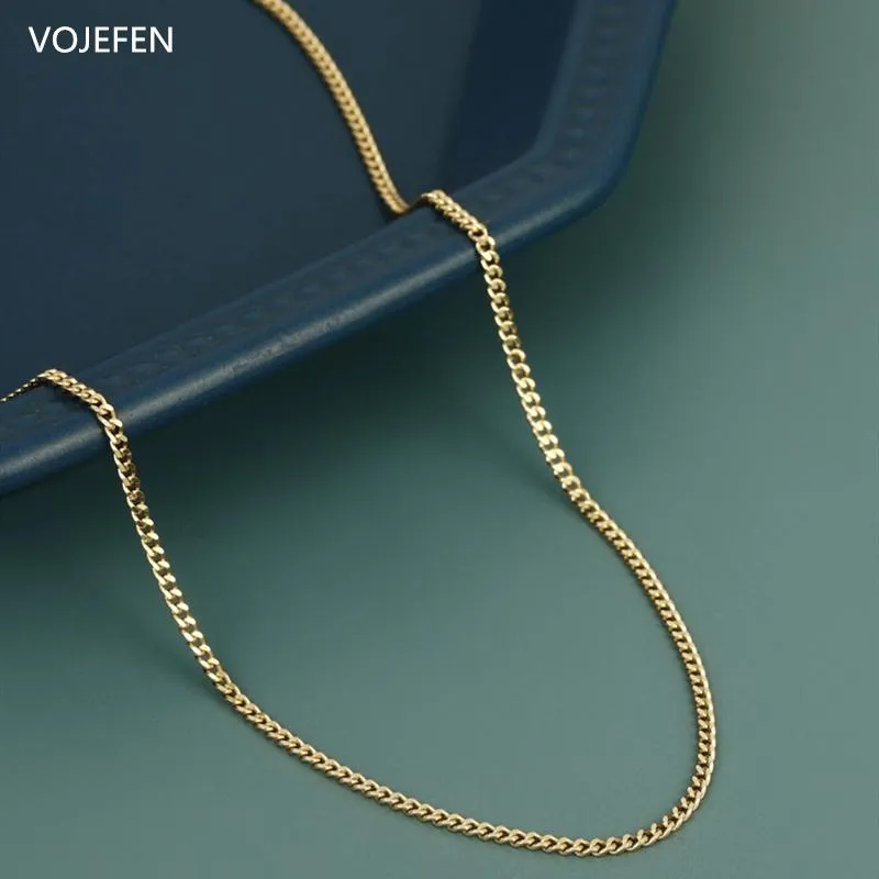 Halsband vojefen 18k guldhalsband smycken riktig guldlänk platt smycken trend lyxiga kubanska halskedjor för manlig kvinnlig modechoker