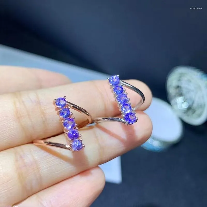 Cluster Rings High Jewelry Natural Tanzanite Gem Girls Support Test Carry Certificate