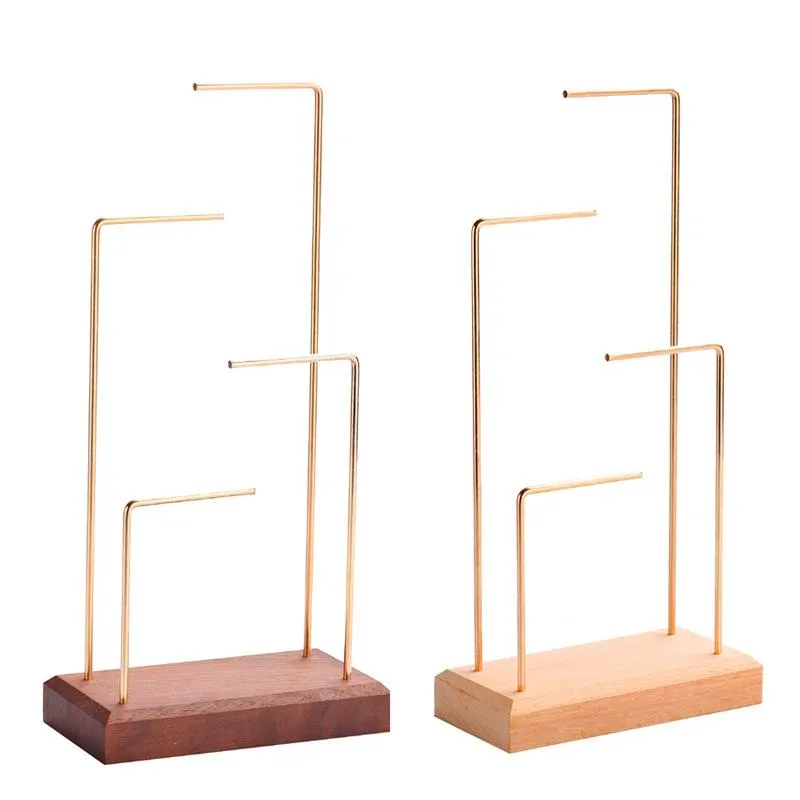 Display Ring Display Holder Pendant Earrings Display Stand Metal Stick Solid Wood Jewelry Display Stand