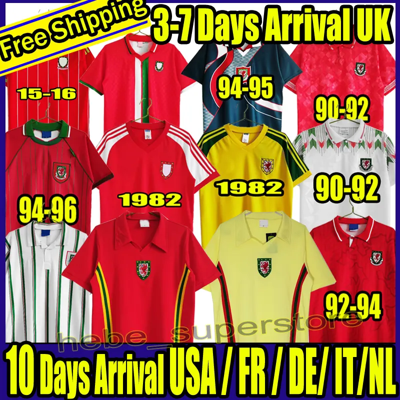 1982 1990 1991 1993 Gales Wales 1992 1994 1995 1996 1998 2015 2016 retro  soccer jersey Giggs Hughes HOME AWAY Saunders Rush Boden Speed vintage