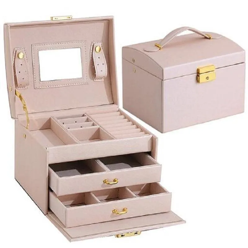 Dozen Nieuw Ontwerp Drie Lagen Sieraden Organizer Box Grote Capaciteit Display Houder Oorbel Ring Armband Opbergdoos Vrouwen Gift