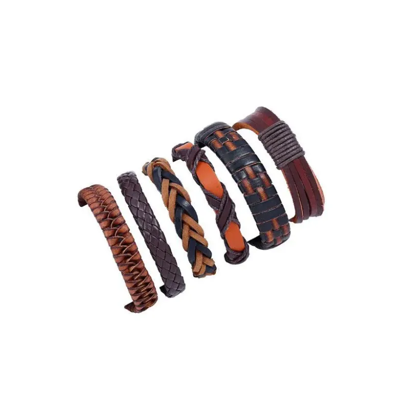 mode serie Men Woman Cowhide Bracelet Des Dieny kralen strengen bruin overlappende vlechtcombinatie pak suite armband 6styles/