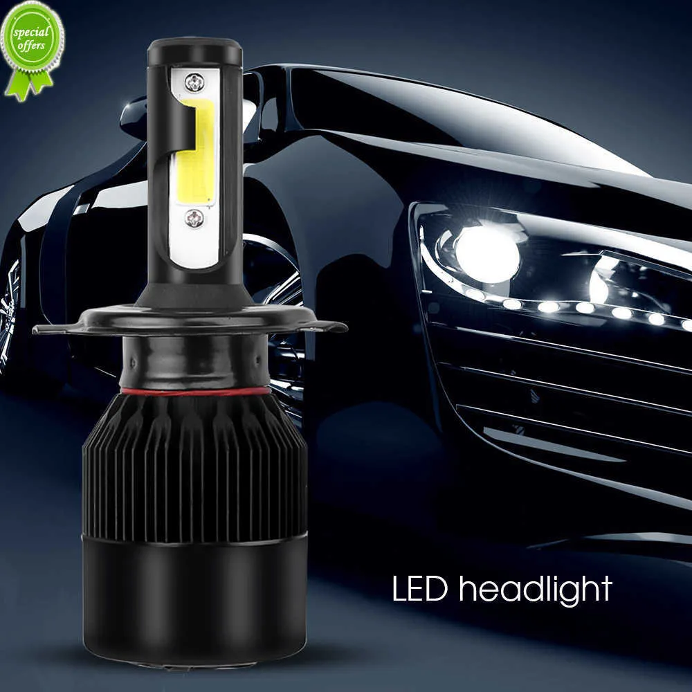 New 2PC 12V C6 Car LED Headlight Bulbs H4/9003/HB2 72W 10000LM 6500K IP65 Waterproof H4 Auto Mini Head Lamp COB Fog Light