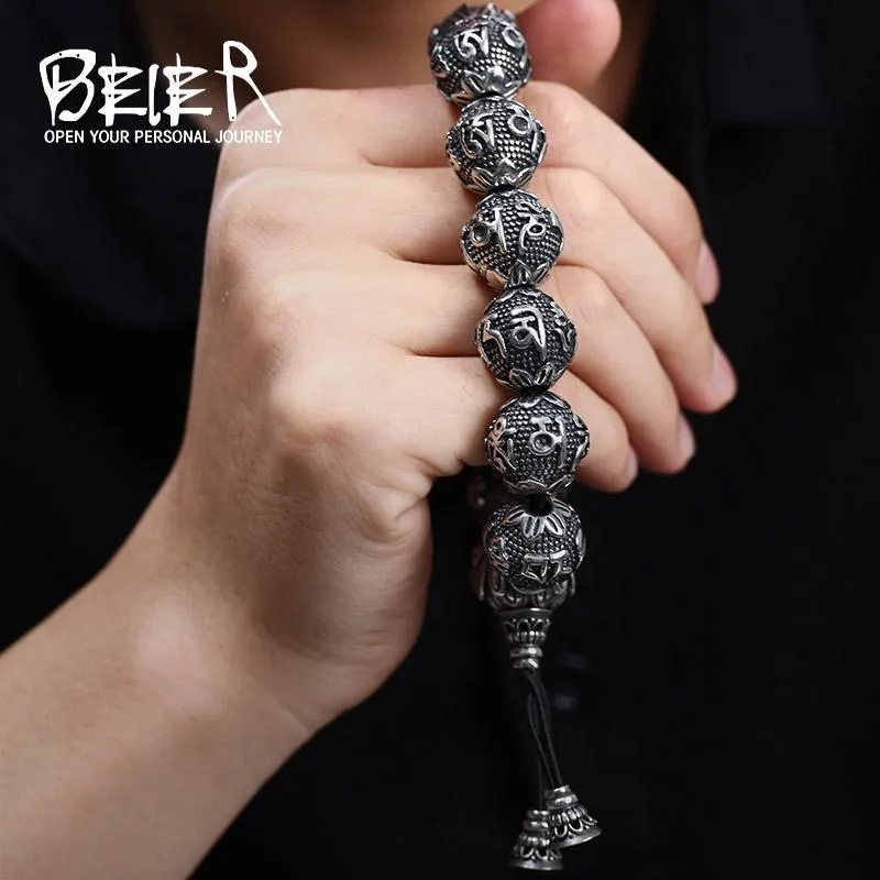 Bangle Beier 316L Stainless Steel bracelet Men's High Polished Buddhism Mantra Bracelet Bring Jewelry LLBC8029