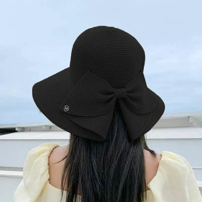 Womens Wide Brim Bowknot Sun Hat Bow Fashionable Sun Hat For