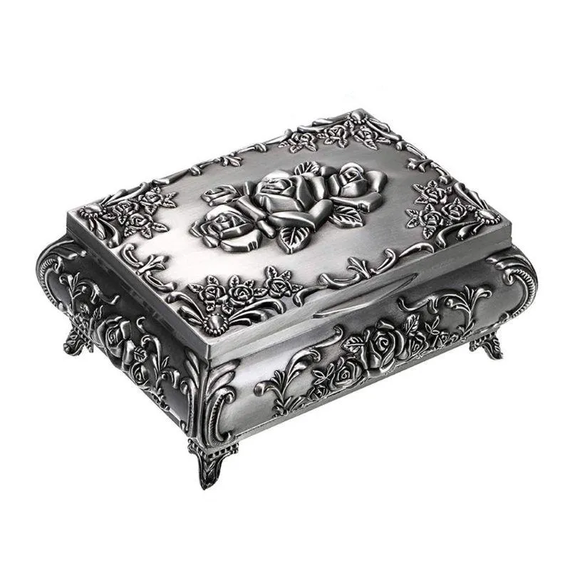 Boxes Vintage Metal Jewelry Box Trinket Jewelry Storage for Rings Earrings Jewerly Storage Box