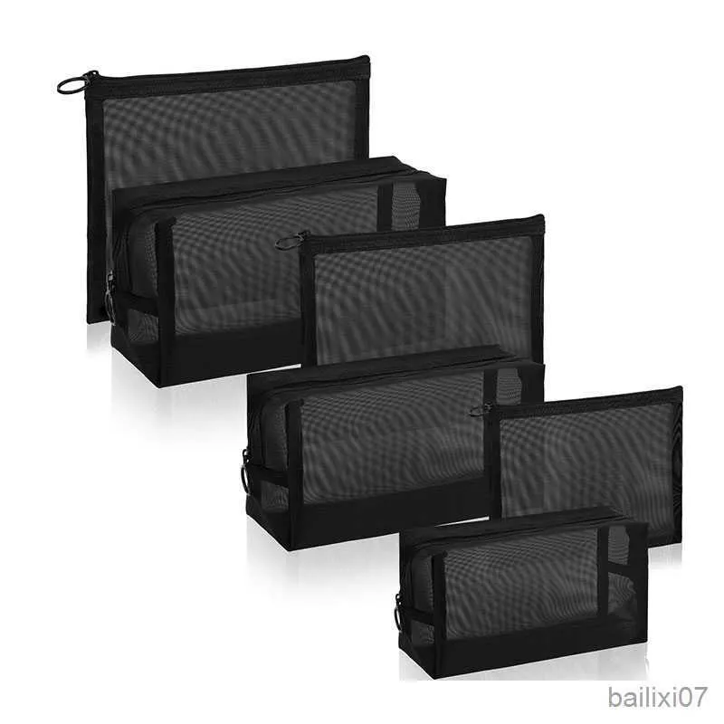 Cosmetic Bags Cases Zipper Make Up Toiletry Wash Bags Women Travel Black Mesh Cosmetic Bag Transparent Mesh Makeup Case Organizer Storage Pouch From 16 34 DHgate