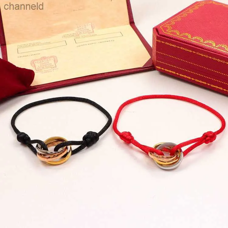 Bracelets 23ss Mode Acier Inoxydable Trinité Anneau Chaîne Bracelet Trois Anneaux Dragonne Couple Bracelets pour Femmes et Hommes Mode Jewwelry Célèbre Marque L230518