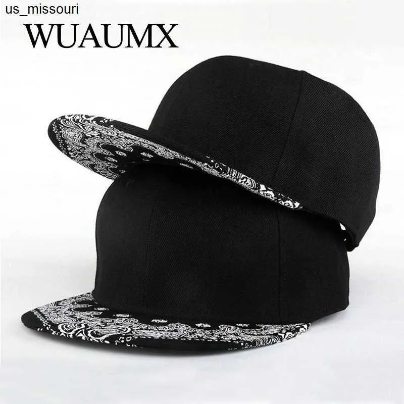 Ball Caps Running Chute Wuaumx Brand Summer 5 Panels Snapback Caps For Men Women Cashew Flowers Flat peak Baseball caps Flat Brim Hip Hop Hat Adjustable J230520