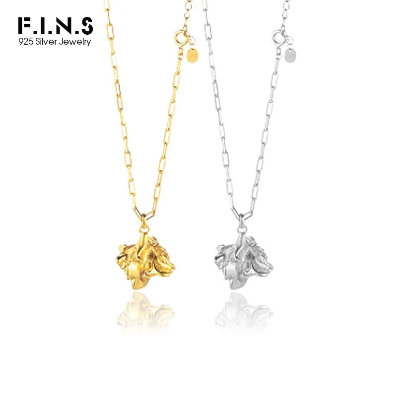 Necklaces F.I.N.S Textured S925 Sterling Silver Tin Foil Necklace Women Irregular Solid Silver 925 Statement Clavicle Chain Fine Jewelry