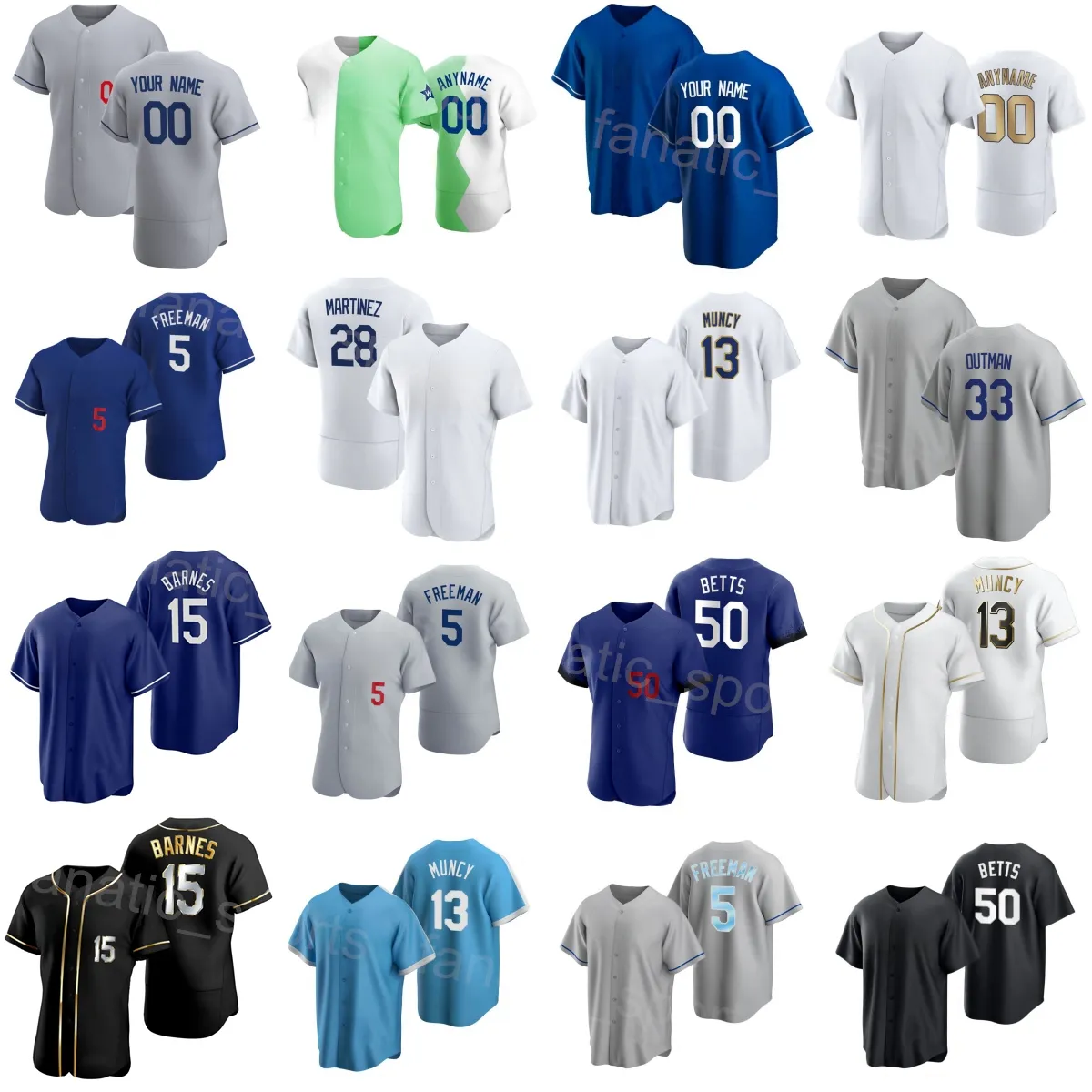 チーム野球50 Mookie Betts Jersey 33 James Outman 13 Max Muncy 17 Miguel Vargas 15 Austin Barnes 5 Freddie Freeman Julio Uria