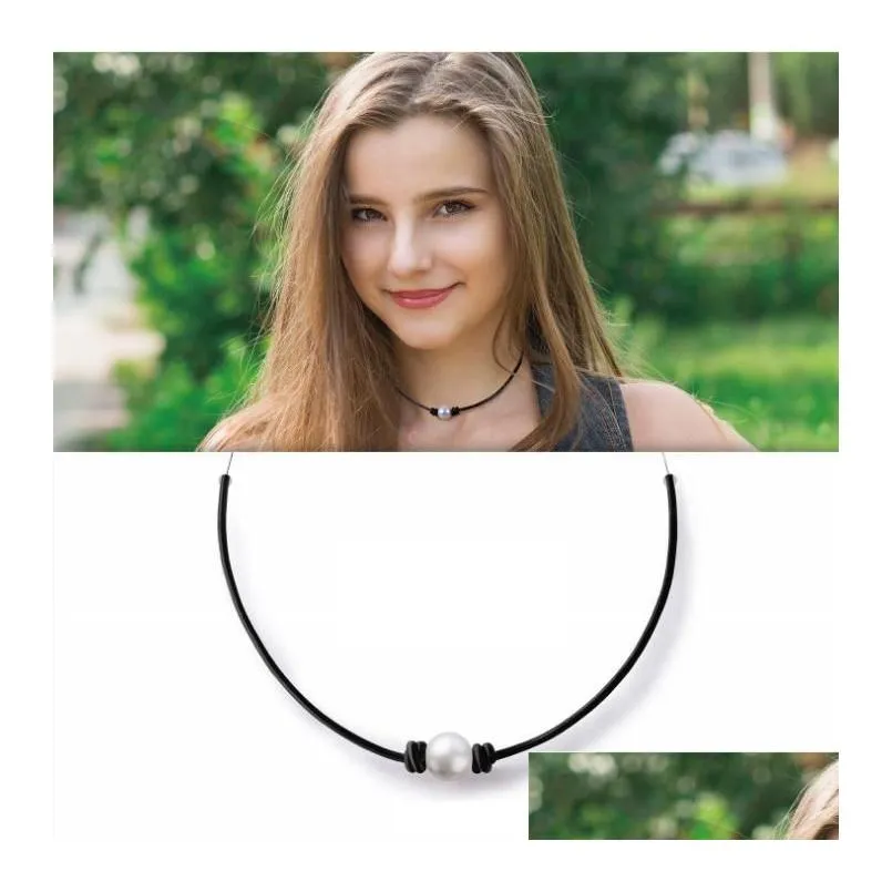 Girocolli Moda Collana di perle per donne e uomini Fatti a mano in pelle nera Girocollo Street Punk Gioielli Drop Delivery Collane Penda Dhkat