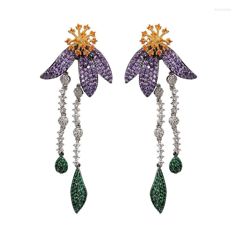 Boucles d'oreilles pendantes CIZEVA 2023 marque rétro noir or couleur bijoux Long gland élégant fleur boucle d'oreille pour les femmes