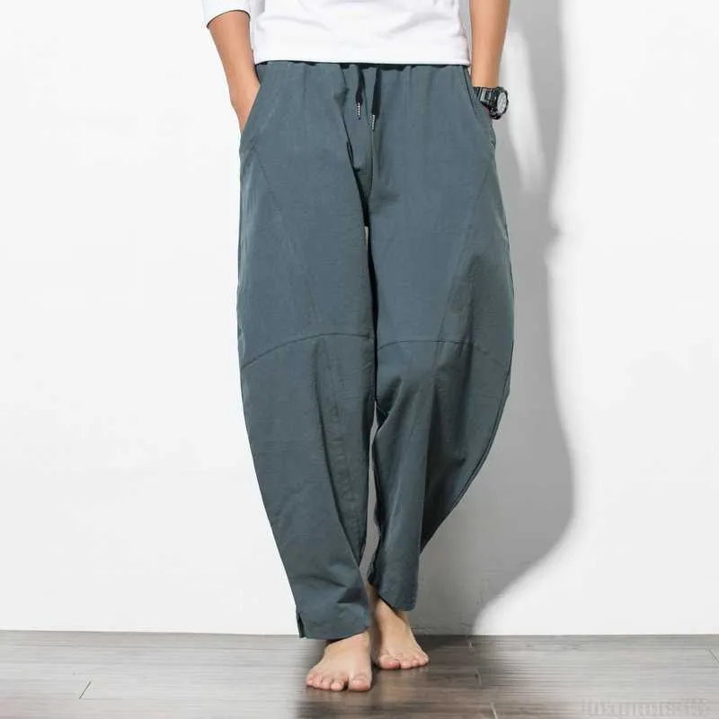 Men's Pants Men's Linen Casual Pants Loose Trousers Chinese Style Bloomers Pants