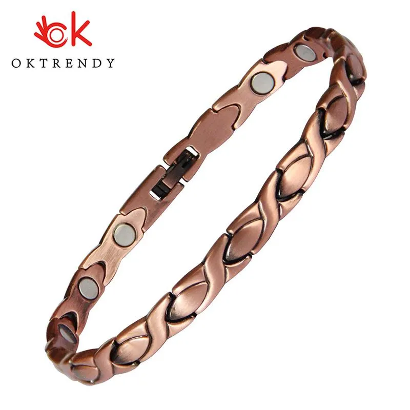 Bracelets Oktrendy bracelet magnétique femme énergie aimant pierre bracelet 3000 Gauss peut réglable pour travailler les rhumatismes main femmes