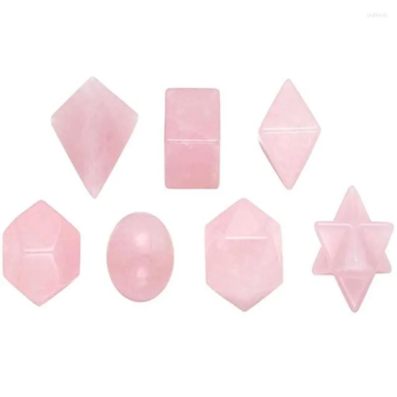 Colares pendentes por atacado 7 pcs forma geométrica rosa rosa quartzo merkaba símbolo ametista jóias de pedra