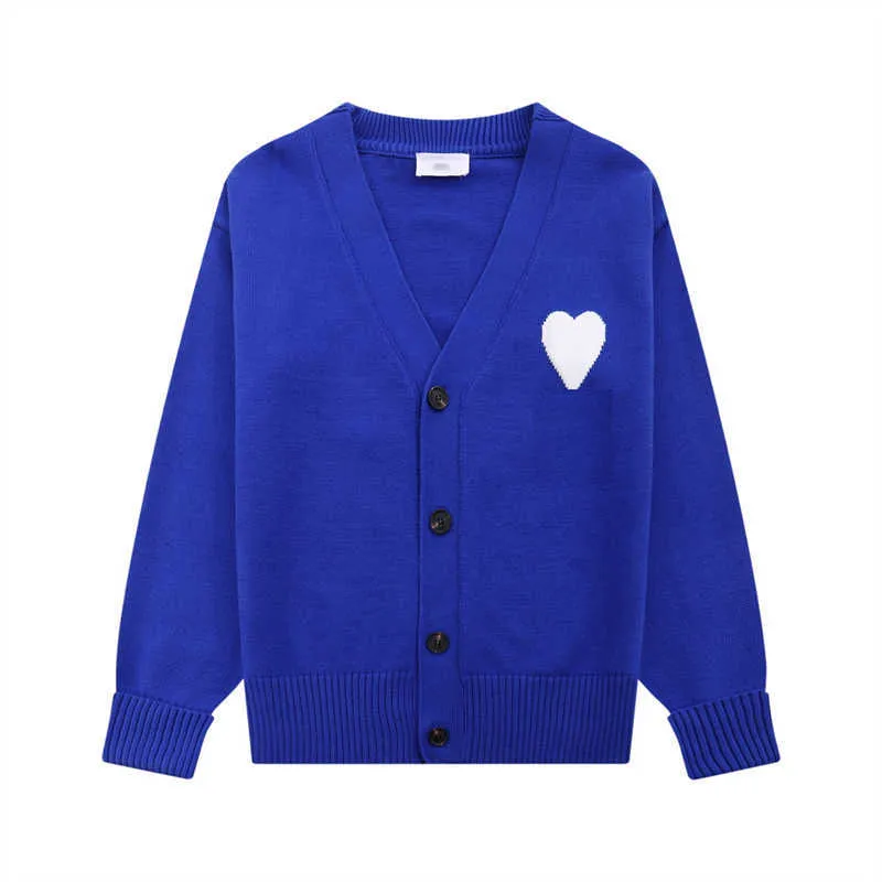 Amis Paris France Knitted Love Jacquard Heart Cardigan Sweater