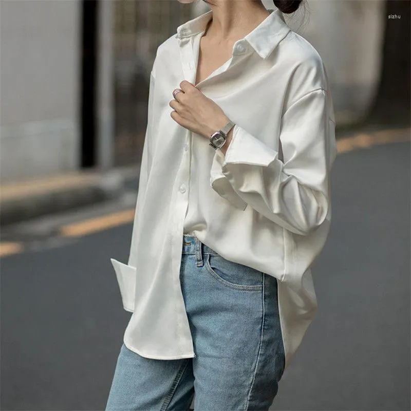 Camisa blanca 2025 satinada mujer